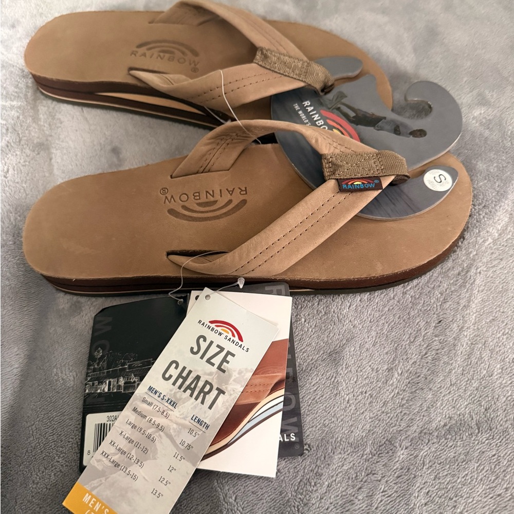 Rainbow Tan Leather Flip Flops - Picture 2 of 3